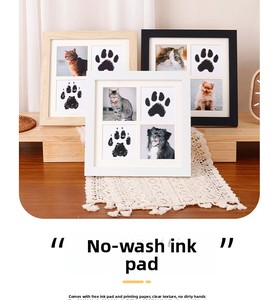 Cadre <span class=keywords><strong>photo</strong></span> commémoratif pour empreintes de pattes de chien et de chat, fait main, sans lavage, avec tampon d'impression DIY, pour empreintes de mains et de pattes d'animaux de compagnie, pour l'international - Product Image 6