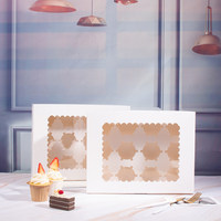 Boîtes à pâtisserie rectangulaires épaisses à fenêtre, 2/4/6/12 pièces, pour l'emballage alimentaire, cupcakes, tartes aux œufs et muffins