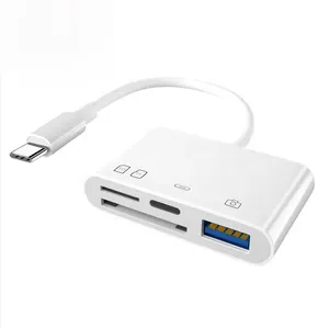 New arrivals Portable 4 in 1 USB 3.0 SD Card Reader Type C OTG Adapter Cable Data converter TF SD Card reader with charging port