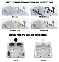 HG Populaire Double baignoire marron avec jets de spa améliorés, éclairage chromothérapie, drain et robinet inclus pour usage domestique et hôtelier