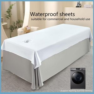 Drap plat de massage SPA en polycoton kaki avec logo personnalisé 120*230cm, avec ou sans trou pour le visage - Product Image 3
