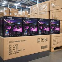 Kit de Tiras LED RGB para Interior de Coche SHIZI, Control por Aplicación, 4 Piezas, Luz Ambiental Flexible, Controlador para Salpicadero y Reposapiés, OEM