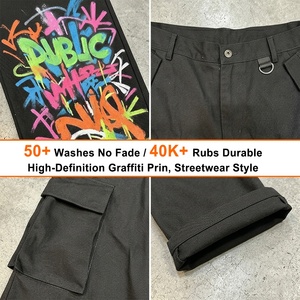 ODE Private Label <b>Pants</b> Manufacturer Custom Screen Print Streetwear Heavyweight <b>Oversized</b> Baggy Graffiti Print Men's <b>Cargo</b> <b>Pants</b> - Product Image 2