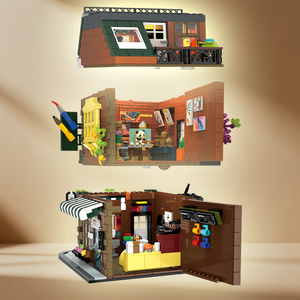 Jouet de construction de maison de café 1543 pièces avec lumières, modèle MOC, vue sur la rue, ensembles de briques de ville, jouets pour enfants, vente chaude - Product Image 3