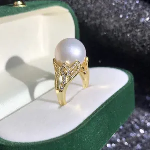 925银真正的天然淡水珍珠戒指设计的女孩