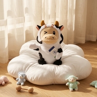 Boneka Sapi Lucu Super Lembut, Mainan Hewan Plushie Penghilang Stres, Boneka Kartun Berdiri dengan Wajah Bordir, Hadiah Promosi