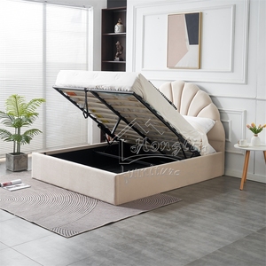 Modern European Luxury Tufted Gas Lift <strong>Underbed</strong> Storage Platform <strong>Bed</strong> with Metal Frame for Bedroom Furniture - Product Image 4