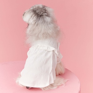 Lindo Vestido para Mascotas con Volantes y Decoración de Collar de Perlas, Ropa de Verano Transpirable Blanca para Perros Pequeños, Yorkie, <span class=keywords><strong>Schnauzer</strong></span>, Uso Diario - Product Image 4