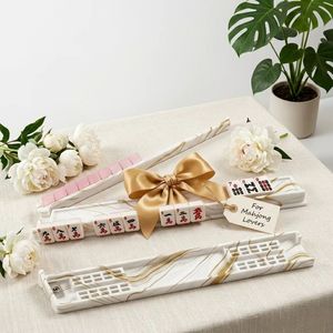 跨境黄金大理石防滑高质感多功能棋牌游戏美式麻将尺子套装礼盒PS - Product Image 3