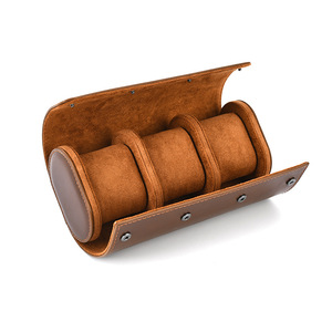 Traveling Companion Leather <strong>Watch</strong> <strong>Boxes</strong> 3 Slots <strong>Watch</strong> Organizer Case Free Sample Custom Luxury Leather Roll <strong>Watch</strong> Case for Men - Product Image 2