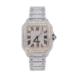 Montre pour homme classique, cadran tendance, boîtier en alliage, mouvement à quartz, accents de moissanite de 5 mm, style moderne raffiné, luxueux et intemporel - Product Image 2