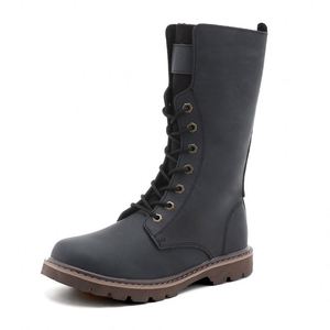 Genuine Leather Men's Cowhide <b>Ankle</b> Boots Winter Autumn Lace-Up Waterproof Non-Slip Trendy Retro Biker Work Shoes - Product Image 4