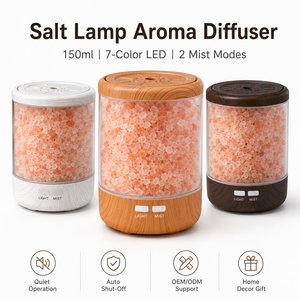 Difusor de Aromas Moderno con Base de Madera, Niebla Continua Intermitente de 150 ml, 7 Colores LED, Piedra de Cristal, para Escritorio - Product Image 5