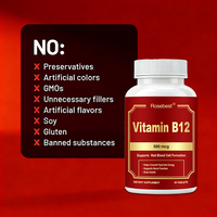 Rosebest, fabricant chinois certifié GMP, vente en gros, formule personnalisée, étiquette privée, comprimés de vitamine B12 pure à 500 mcg, supplément en vrac