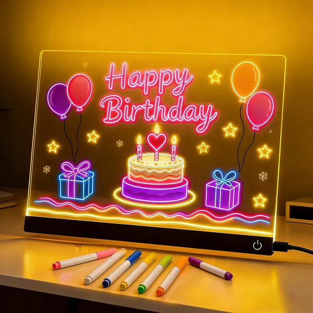 Rgb Led Note Board  Light up Acrylic Message Board Led Drawing Board Dry Erase Desktop for Office School Home
