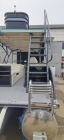 Bateau ponton de croisière côtière de 7,5 m (25 pieds) avec tubes, pour fêtes, moteurs hors-bord, eau douce, catamaran à double pont, pêche familiale et sport