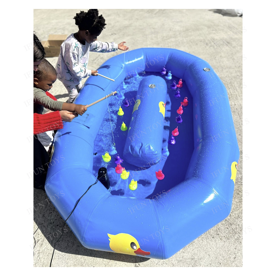 Jeu De Pêche Magnétique Enfant - Étang Gonflable Avec Canards, Canettes Et Paniers - Animations Fêtes Et Plage - Dès 3 Ans