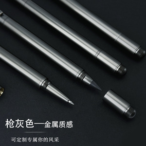 Neu Ankommen Benutzer definiertes Logo <span class=keywords><strong>2</strong></span>-in-1 Metall Signatur stift 0,5mm Pistole Grau Ewiger Bleistift Neutraler Stift Gel stift - Product Image 3