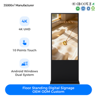 Kiosco de Señalización Digital Independiente con Pantalla de 43 49 50 55 65 Pulgadas 4K UHD IP65 para Tiendas Minoristas, Elevadores y Publicidad Android