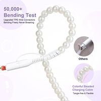 66W 2 en 1 Multi USB vers USB C Câble de charge rapide 3.3FT Cute Beaded Phone Charger Charger Cord Pearl USB Type C