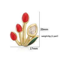 Parure de bijoux élégante florale en cuivre, zircon doré, motif tulipe, pour femmes et enfants : boucles d'oreilles, collier et bague