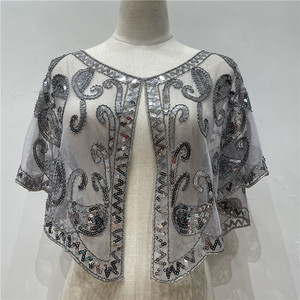 2024 púrpura negro dorado 1920s chal envuelve lentejuelas con cuentas noche capa nupcial chal <span class=keywords><strong>Bolero</strong></span> Flapper cubrir Ecoparty - Product Image 2