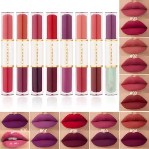 2 In 1 Matte Lippenstift En Vloeibare Lipgloss Set, Langdurige Waterdichte Glanzende Lip Glazuur, Langdurige Hoge Pigment Lip Make-Up Kit