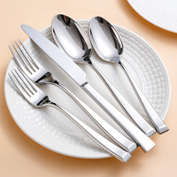 Ensemble de couverts de luxe en argent, couteau, cuillère et fourchette, manche carré forgé, acier inoxydable 304, pour hôtels haut de gamme