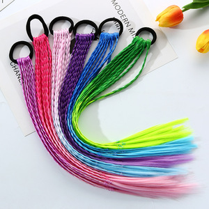 Accessori per capelli per bambini da commercio estero: trecce <span class=keywords><strong>colorate</strong></span> in fibra chimica a doppia trama, con cordino intrecciato - Product Image 2
