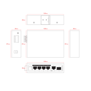 Commutateur PoE industriel Gigabit 6 ports 100/1000Base-T <span class=keywords><strong>DIN</strong></span> IP30 Commutateur réseau Ethernet - Product Image 6
