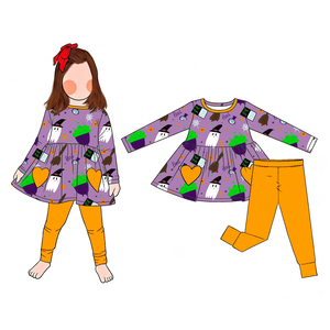 B16 FANCY MONKEY Nuevo Diseño Servicio OEM Algodón Impermeable Manga Larga Volantes Estilos de San Valentín Vestido de 2 Piezas Top Largo para Bebé - Product Image 3
