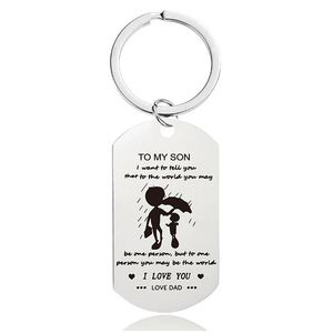 <span class=keywords><strong>Porte</strong></span>-clés promotionnel personnalisé pour père, en acier inoxydable, avec inscription « À <span class=keywords><strong>mon</strong></span> <span class=keywords><strong>fils</strong></span>, amour de papa, maman, grand-père », breloques pour clés de voiture, cadeaux pour la fête des pères - Product Image 4