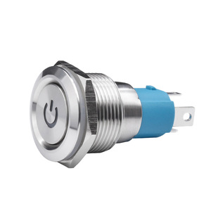 Bouton-poussoir momentané éclairé par anneau 19 mm IP65 étanche en acier inoxydable 3A 220V 1NO1NC 2 broches pour automobile et marine avec LED - Product Image 2