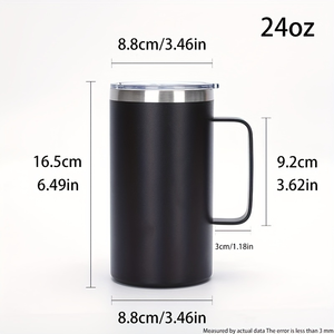 24Oz <b>Double</b> <b>Wall</b> Stainless Steel Tumbler Vacuum Travel <b>Mug</b> Powder Coated Handle Cup Custom Logo - Product Image 2