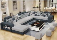 Sofá Cama para Sala de Estar, Juego de Muebles para el Hogar, Sofá Esquinero en Forma de U de Lujo, Estilo Moderno, Tapizado en Tela, 7 Plazas, Muebles para Dormitorio