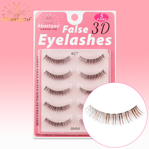 Abestyou <span class=keywords><strong>Cils</strong></span> naturels blonds brun foncé courts, bande transparente invisible, 3D effet vison, croisés, véganes, colorés - Product Image 6