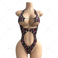 Ensemble Exotique Haut de Gamme pour Femme ELITES avec Strass, Body de Pole Dance Sexy pour Spectacle