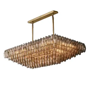 Hot selling modern brass luxury Hardware CHIARA smoke round glass chandelier for living room hotel bedroom staircase dining room