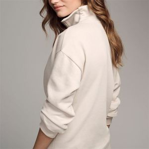 Automne décontracté vêtements de salon solide personnalisé lâche quart fermeture éclair sweat pantalons larges ensembles femmes survêtements - Product Image 3