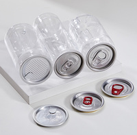 Boîtes en plastique jetables transparentes en PET de 350 ml avec couvercle en aluminium pour café, soda, jus, lait, thé, boissons