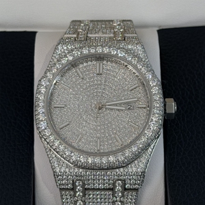 Nouvelle montre à cadran en moissanite, couleur D VVS, boîtier en acier inoxydable, logo personnalisé, montre pour homme avec diamants. - Product Image 3