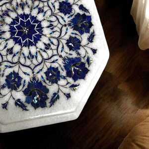 Elegant Handmade <b>White</b> Marble <b>Table</b> with Floral Pattern Design Luxury Dining Furniture for Home Office Hotel Restaurant - Product Image 2