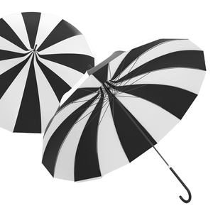 Ô dù che nắng ô dù phụ nữ màu đen và trắng ô dù Goth với tay cầm dài - Product Image 2