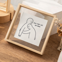 Cadre photo flottant double face en bois massif, verre véritable transparent, taille personnalisée, 5, 6, 7, 8, 10 pouces, couleur naturelle