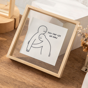 Cadre photo flottant double face en bois massif, verre véritable transparent, taille personnalisée, 5, 6, 7, <span class=keywords><strong>8</strong></span>, 10 pouces, couleur naturelle - Product Image 4