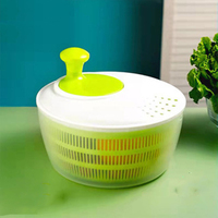 2-In-1 Plastic Keuken Salade Spinner Handleiding Sla Fruit Wasmachine Roterende Handgreep Groentedroger Julienne Snijmachine Fruit Friet Tool