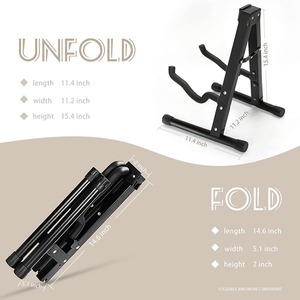 A-Frame Metal <span class=keywords><strong>Folding</strong></span> <span class=keywords><strong>Guitar</strong></span> Stand-Rutsch feste Gummi-und Schaumstoff arme, unterstützt Akustik, Elektro, Bass, Ukulele, Banjo - Product Image 2