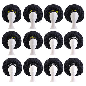 Berretto da notte Unisex stampato con 12 insegne stile personalizzato all'ingrosso cuffia per capelli in raso di grandi dimensioni - Product Image 2