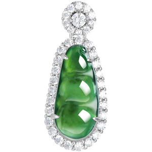 Pendentif haricot en jadéite naturelle verte, incrustation argent S925, accessoires de mode pour femmes, bijoux avec certificat d'évaluation D878 - Product Image 5