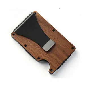 Ví Nam RFID Hàng Mới Về Ví Gỗ Walnut Chủ Thẻ Gỗ Cho Nam